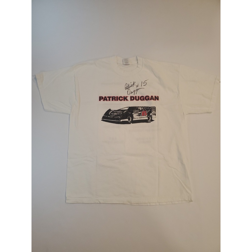 Vtg SIGNED Patrick Duggan #15 Dirt Late Model Racing T-Shirt XL Cotton *Read*